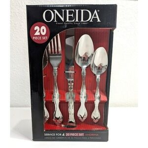 Oneida Andrina Flatware Set of 20 Service for 4 Stainless Steel 2012 NEW in Box